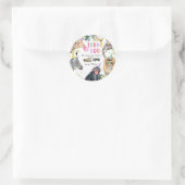 Party Dieren Safari Meisje Roze Dank u Wild Time Ronde Sticker (Tas)