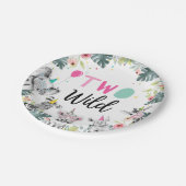 Party Dieren Safari Meisje Roze Tweede Verjaardag  Papieren Bordje (Gekanteld)