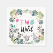 Party Dieren Safari Meisje Roze Tweede Verjaardag  Servet (Voorkant)