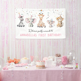 Party dieren safari meisje verjaardag welkomstbord spandoek