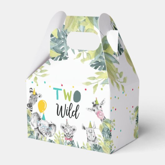 Party Dieren Safari Twee Wilde Jongen Verjaardag Bedankdoosjes (Achterkant)