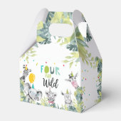 Party Dieren Safari Vier Wilde Jongen Verjaardag Bedankdoosjes (Voorkant Zijde)