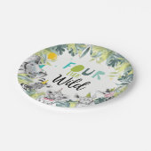 Party Dieren Safari Vier Wilde Jongen Verjaardag Papieren Bordje (Gekanteld)