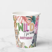 Party Dieren Safari Wild Drie Verjaardagsfeest Papieren Bekers (Achterkant)