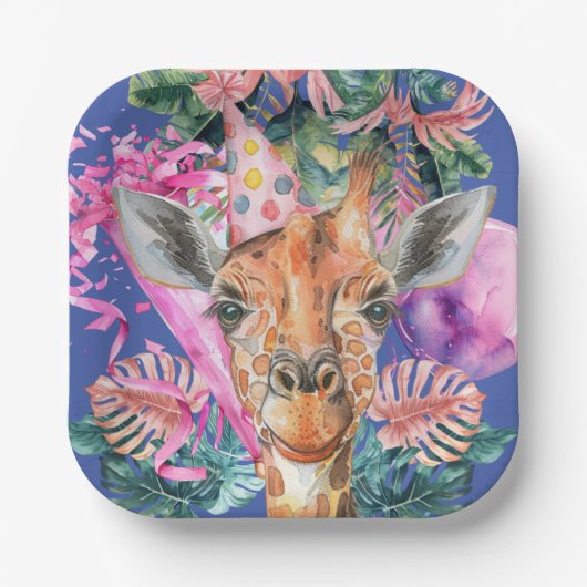 Party Dieren Safari Wild Een Jongen Verjaardagsfee Papieren Bordje (Voorkant)