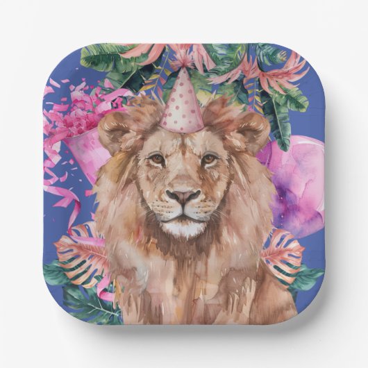 Party Dieren Safari Wild Een Jongen Verjaardagsfee Papieren Bordje (Voorkant)