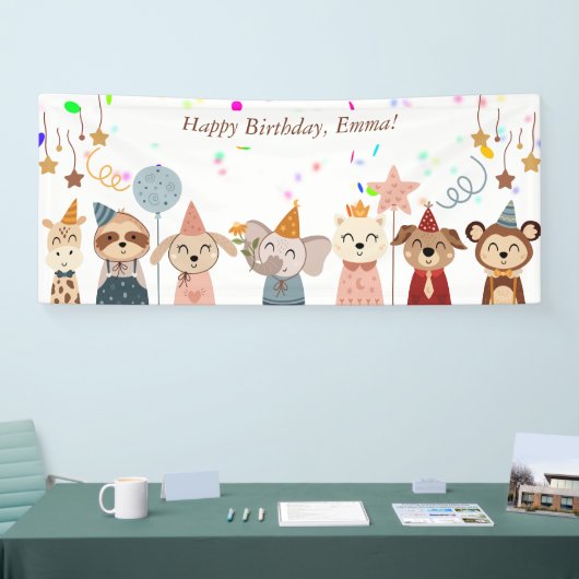 Party Dieren thema gepersonaliseerd Spandoek (Beurs)