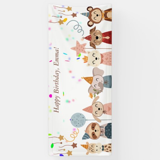 Party Dieren thema gepersonaliseerd Spandoek (Verticaal)