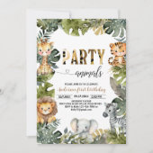 Party Dieren Verjaardag Jungl Wild Kaart (Voorkant)