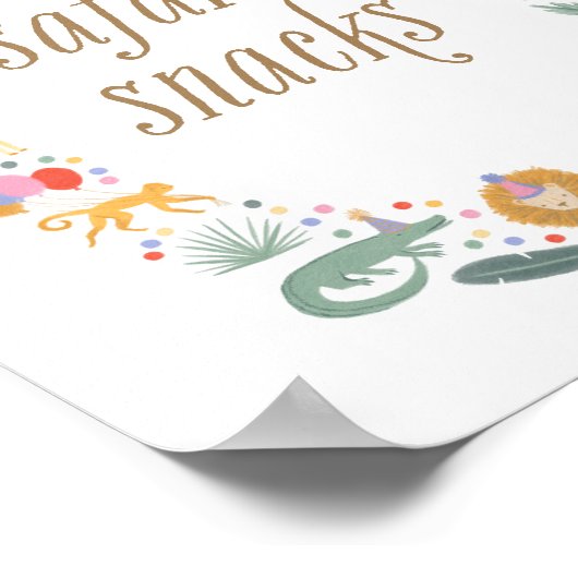 Party Dieren Verjaardagsfeest Safari Snacks teken Poster (Hoek)