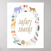 Party Dieren Verjaardagsfeest Safari Snacks teken Poster (Voorkant)