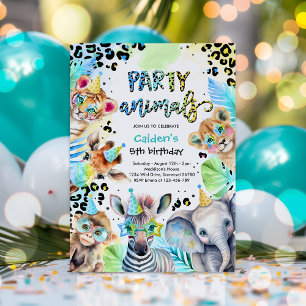 Party Dieren Wild Safari Blauw Jongen Verjaardagsf Kaart