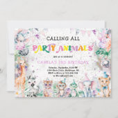 Party Dierensafari Wilde Dieren Meisje Verjaardag Kaart (Voorkant)