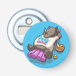 Party Dierlijke Rhino Opblaasbare Matras Cartoon Button Flesopener