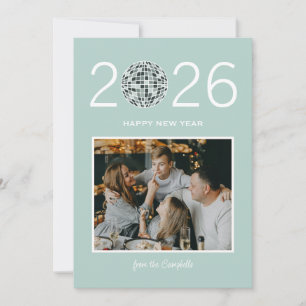 Party disco bal grote moderne foto nieuwjaarskaart feestdagenkaart