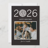 Party disco bal grote moderne foto nieuwjaarskaart feestdagenkaart (Voorkant)