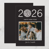 Party disco bal grote moderne foto nieuwjaarskaart feestdagenkaart (Voorkant / Achterkant)