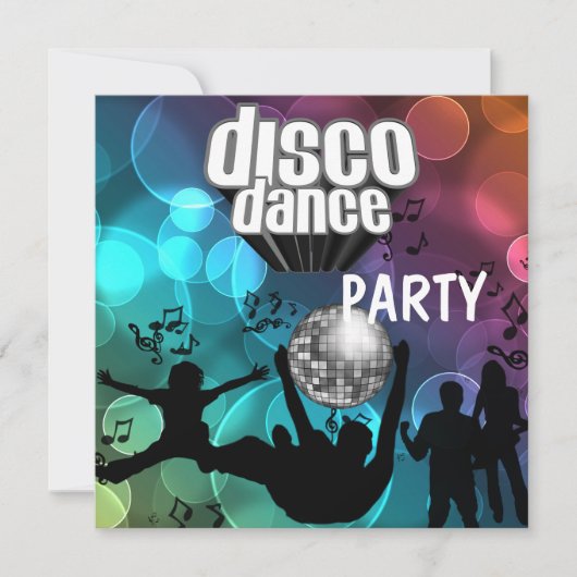 Party Disco Dance Retro Blauwe Bubbels Kaart (Voorkant)
