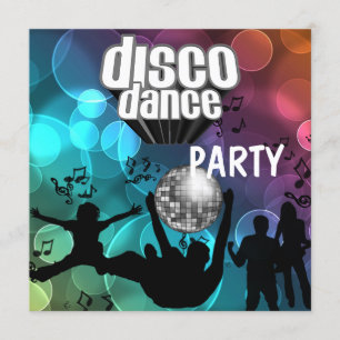 Party Disco Dance Retro Blauwe Bubbels Kaart