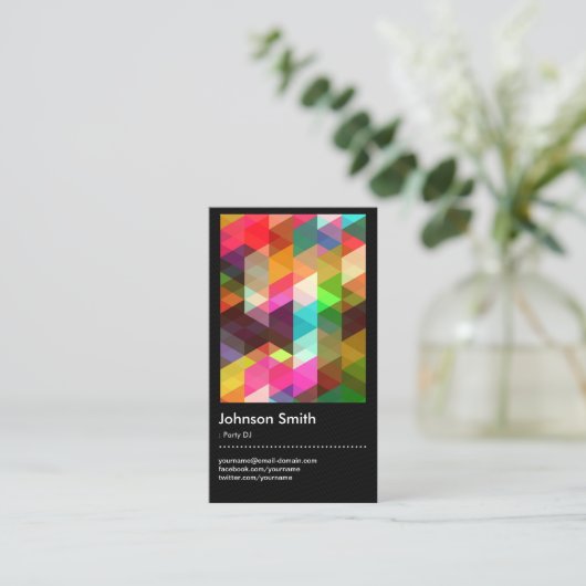 Party DJ - Colorful Mosaic Pattern Visitekaartje (Staand voorkant)
