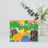 Party DJ Dinosaur Postcard Briefkaart (Staand voorkant)