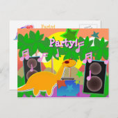Party DJ Dinosaur Postcard Briefkaart (Voorkant / Achterkant)