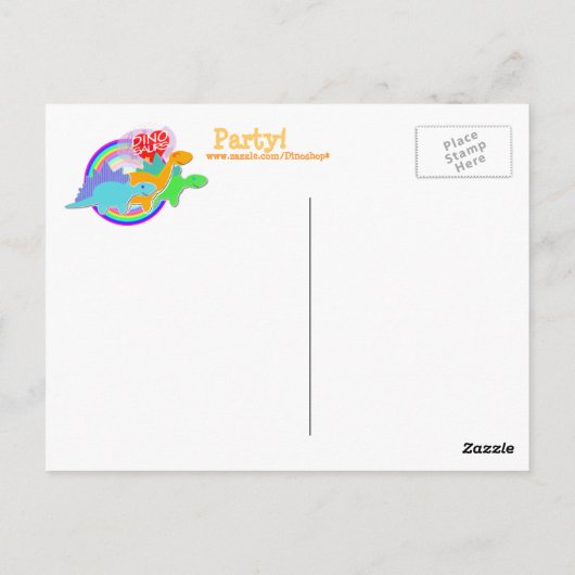 Party DJ Dinosaur Postcard Briefkaart (Achterkant)