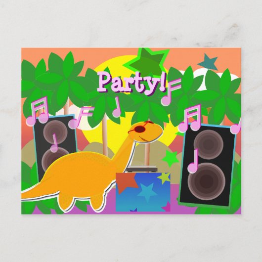 Party DJ Dinosaur Postcard Briefkaart (Voorkant)