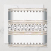 Party Dress Goud en Wit Quinceanera Uitnodigingen (Achterkant)