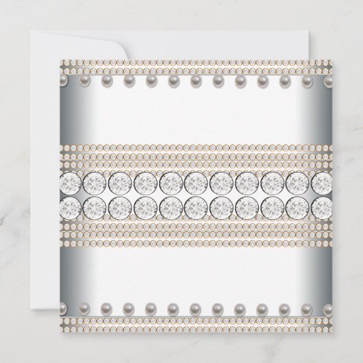 Party Dress Goud en Wit Quinceanera Uitnodigingen (Achterkant)