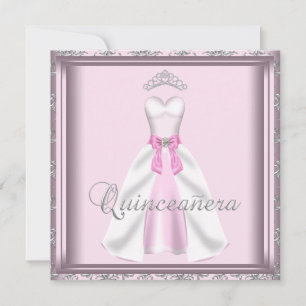  Party Dress Roze en Grijze Quinceanera Kaart