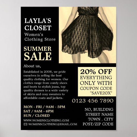 Party Dress, Women's Clothing Store Adverteren Poster (Voorkant)