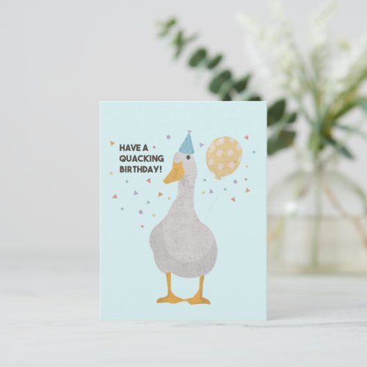 Party Duck Pun: Heb een 'Quacking Birthday' Briefkaart (Staand voorkant)