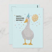 Party Duck Pun: Heb een 'Quacking Birthday' Briefkaart (Voorkant / Achterkant)