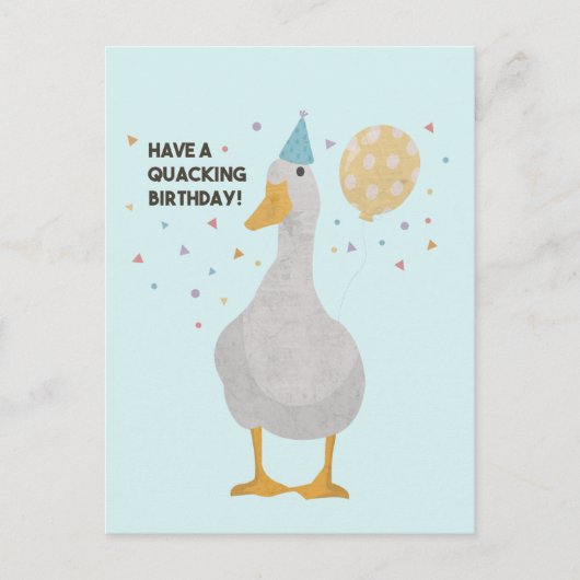 Party Duck Pun: Heb een 'Quacking Birthday' Briefkaart (Voorkant)