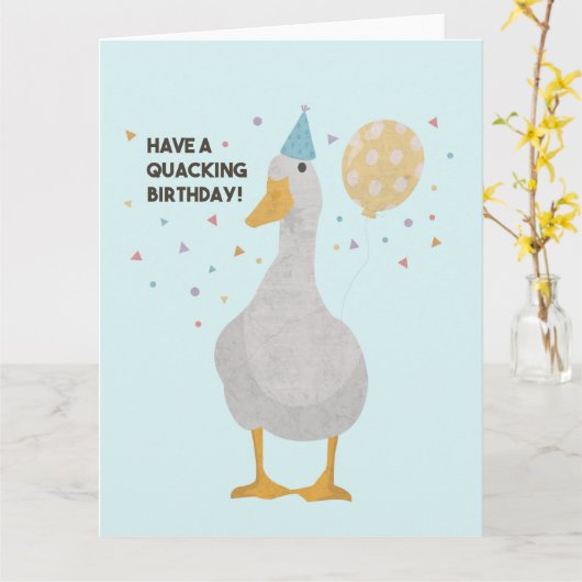 Party Duck Pun: Heb een 'Quacking Birthday' Kaart (Gele Bloem)