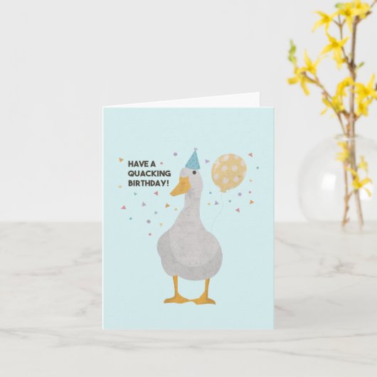 Party Duck Pun: Heb een 'Quacking Birthday' Kaart (Gele Bloem)