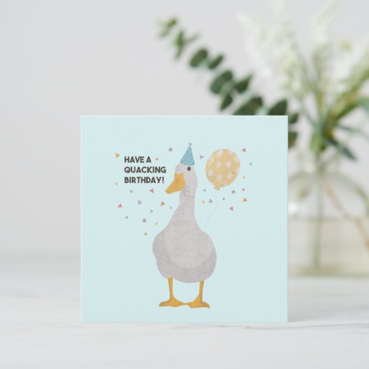 Party Duck Pun: Heb een 'Quacking Birthday' Kaart (Staand voorkant)