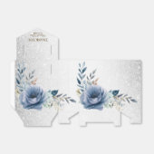 Party Dusty Blue Waterverf Flowers Silver Elegant Bedankdoosjes (Uitgevouwen)