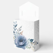 Party Dusty Blue Waterverf Flowers Silver Elegant Bedankdoosjes (Geopend)