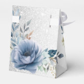 Party Dusty Blue Waterverf Flowers Silver Elegant Bedankdoosjes (Achterkant)