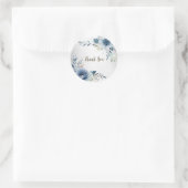 Party Dusty Blue Waterverf Flowers Silver Elegant Ronde Sticker (Tas)