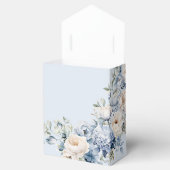 Party Dusty Blue Waterverf Ivoren Bloemen Bladeren Bedankdoosjes (Geopend)