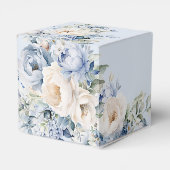 Party Dusty Blue Waterverf Ivoren Bloemen Bladeren Bedankdoosjes (Achterkant)