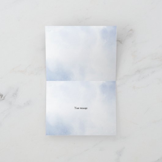 Party Dusty Blue Waterverf Ivoren Bloemen Bladeren Bedankkaart (Binnen)