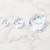 Party Dusty Blue Waterverf Ivoren Bloemen Bladeren Confetti (Voorkanten)