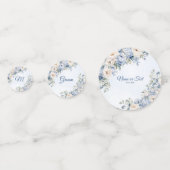 Party Dusty Blue Waterverf Ivoren Bloemen Bladeren Confetti (Achterkanten)