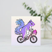 Party Eekhoorn Rijden op een fiets Feestdagenkaart (Staand voorkant)