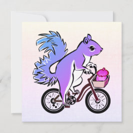 Party Eekhoorn Rijden op een fiets Feestdagenkaart
