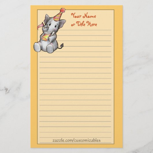 Party Elephant Stationery Briefpapier (Voorkant)